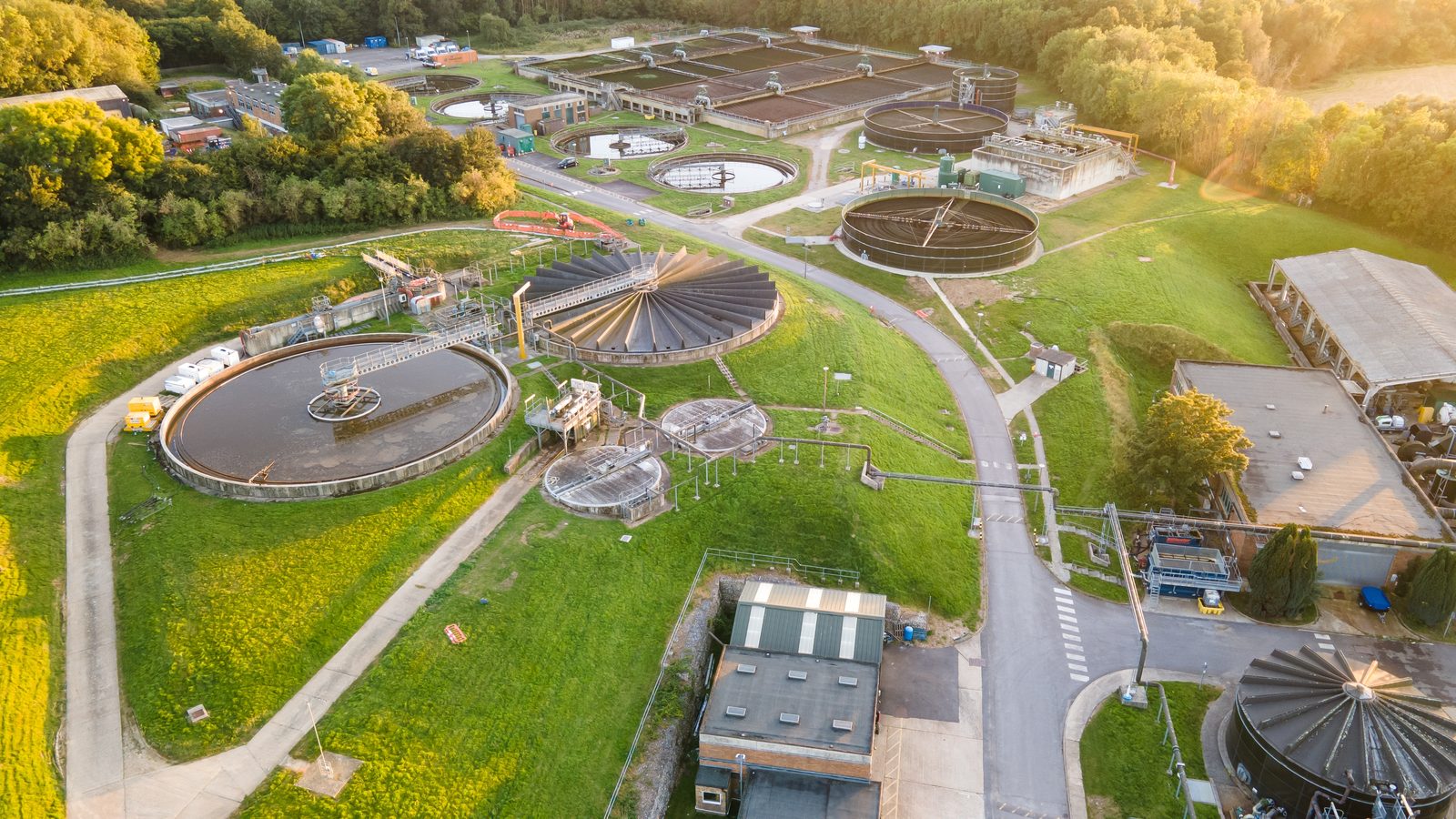 An anaerobic digestion plant seen from the air