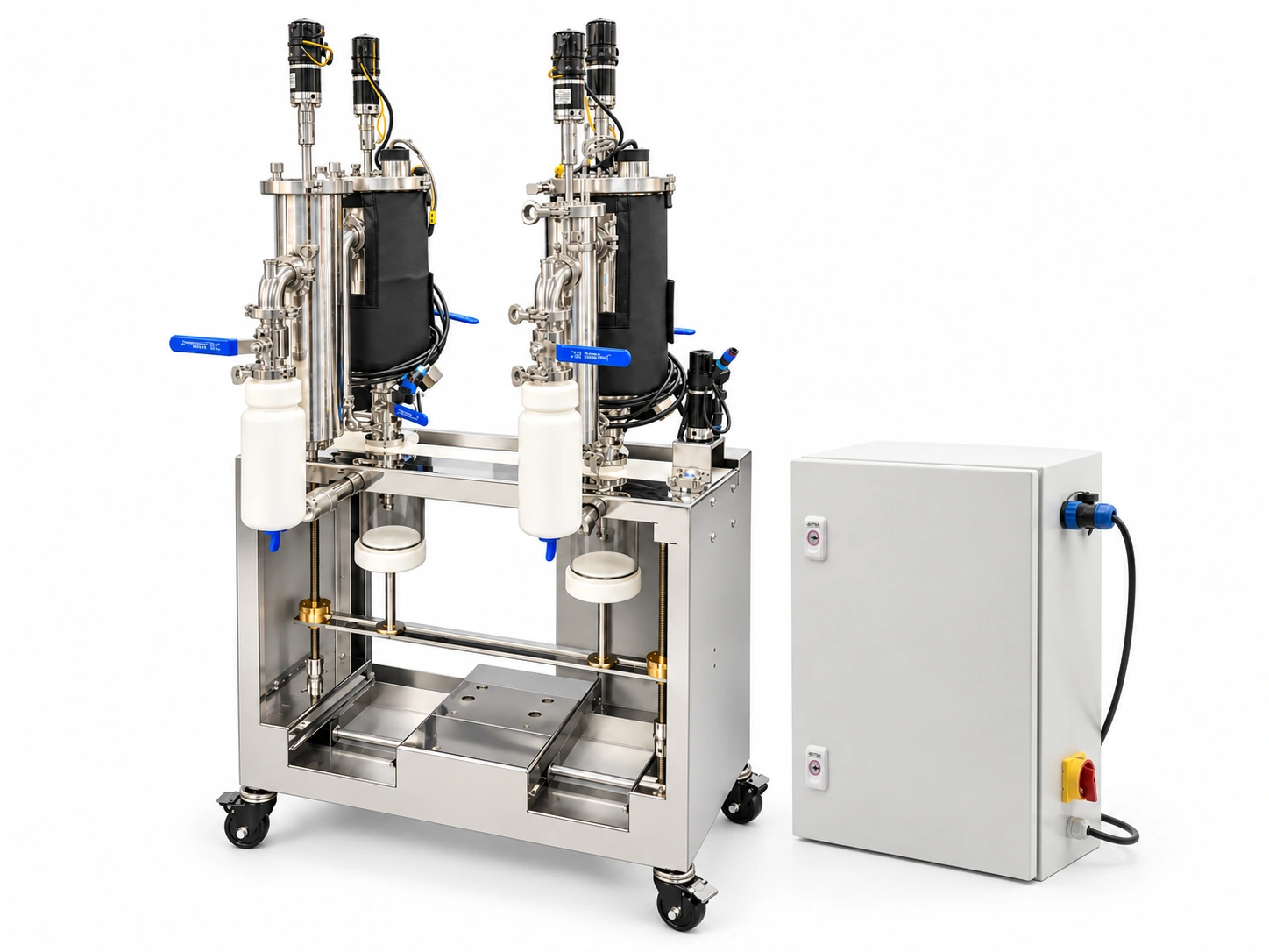 The Ray two-reactor monitoring system beside its PLC control cabinet